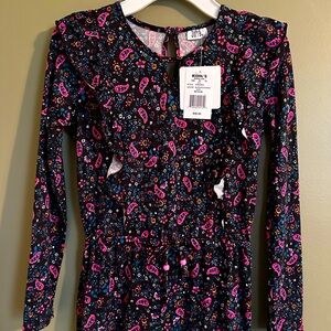 Colorful Floral Long Sleeve Romper - Girls Medium (10/12)